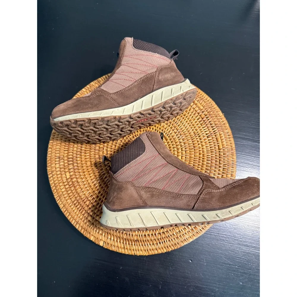 LL Bean Mens Snow Sneaker Boots Brown Waterproof Primaloft Zip 520253 Size 7 M